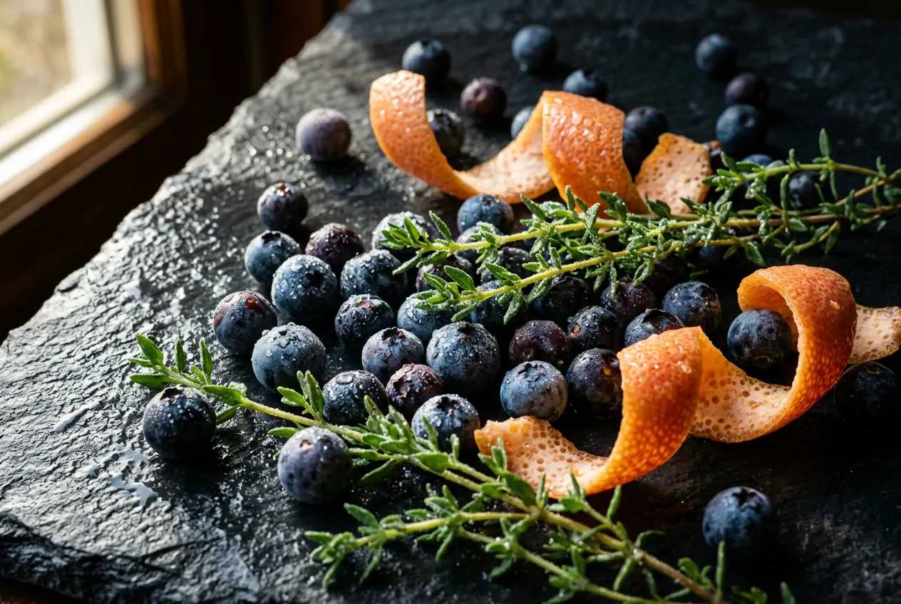 Baies de juniper et thym frais — botaniques du gin